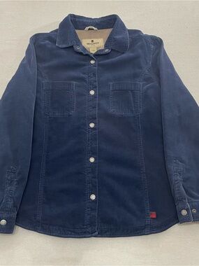 Woolrich Women's L Corduroy Fleece Lined Snap Button Blue Shirt Jacket Shacket